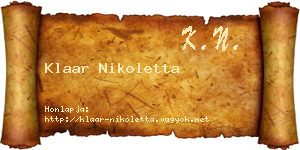 Klaar Nikoletta névjegykártya